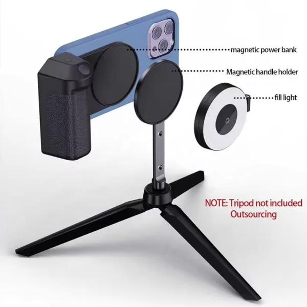 magsafe mount tripod Smartphone Selfie Booster Grip Photo Stabilizer Stand With Shutter Release Wireless Charging With Power Bank Phone Holder - Immagine 2