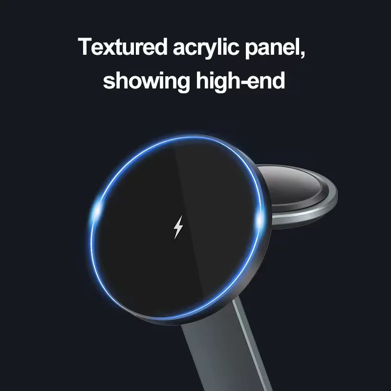 Aluminum Alloy Foldable 3 in 1 wireless charger For Mobile Phones 15w Desktop Fast Wireless Charging Stand - Image 5