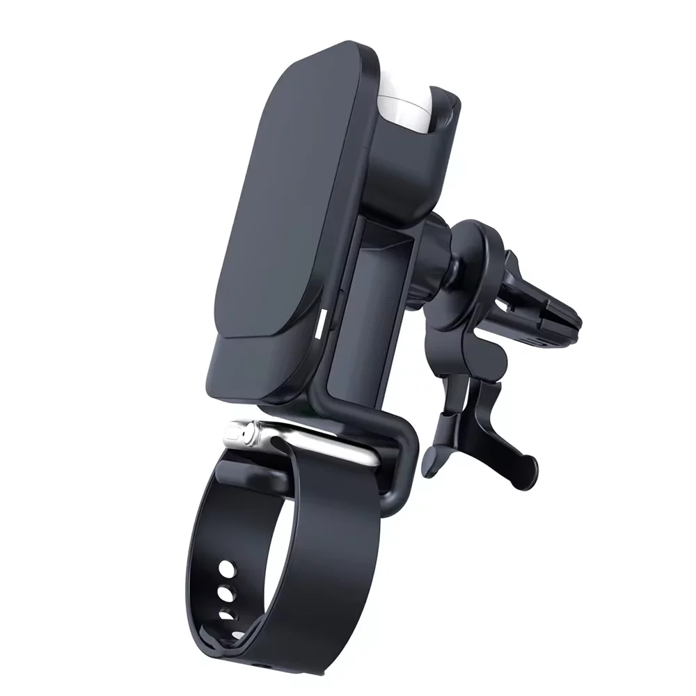 New Design 3 in 1 Car phone holder 15w Magnetic Mag-safing Fast Charging Car Phone Mount  Wireless Car Charger For Phone Watch Earpods