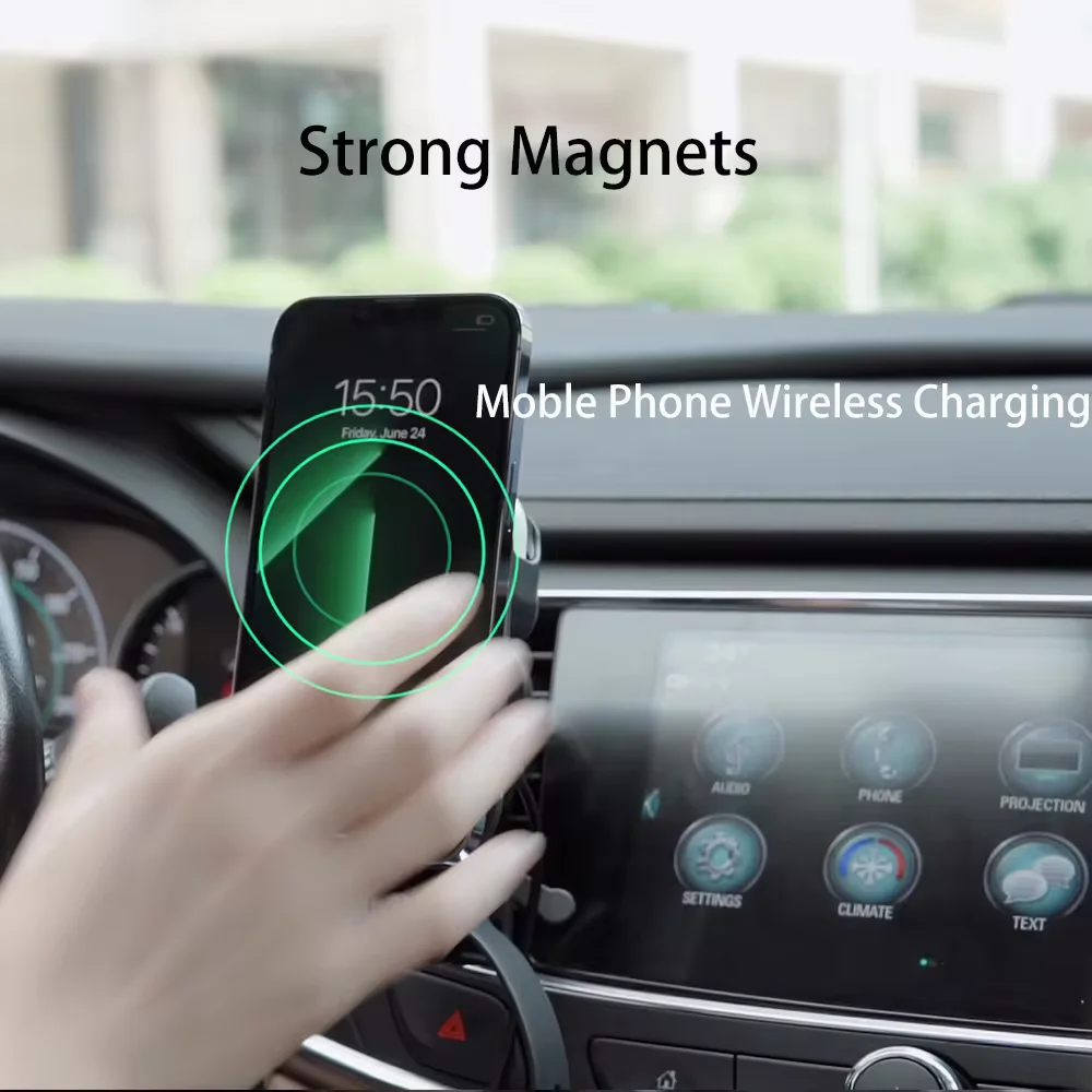 New Design 3 in 1 Car phone holder 15w Magnetic Mag-safing Fast Charging Car Phone Mount  Wireless Car Charger For Phone Watch Earpods - Image 5