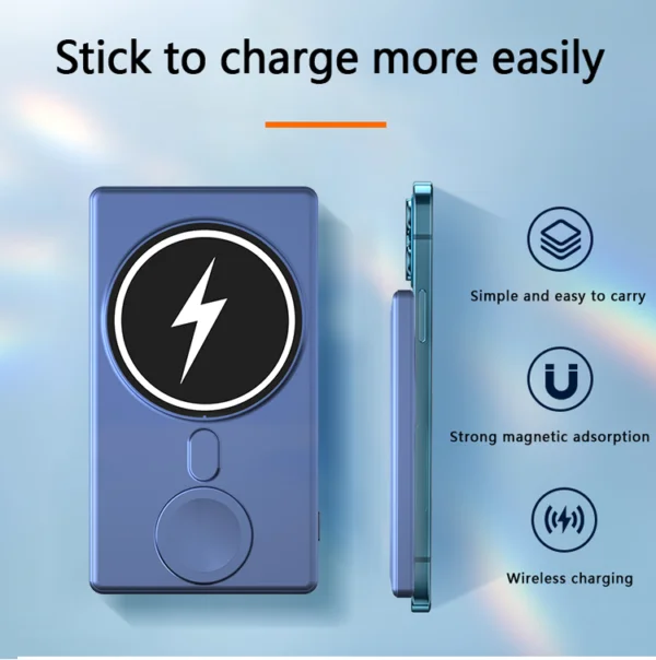 2023 High Quality 15w Qi Fast Charging Magnetic 3 In 1 Wireless Powerbank Wireless Fast Charger Power Bank - Image 6